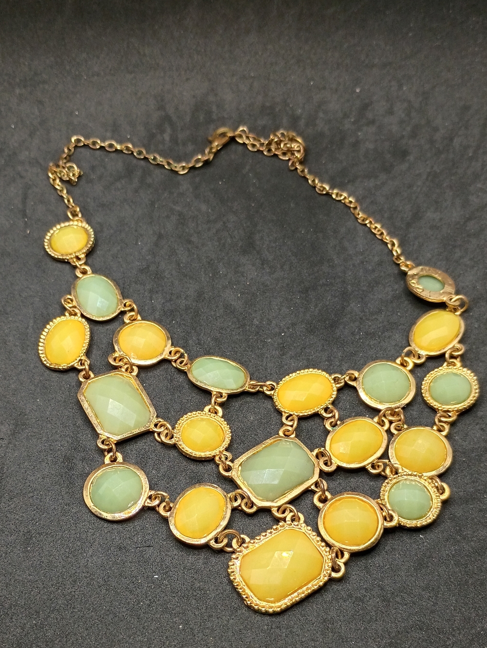 Gold-Tone Yellow & Mint Statement Necklace